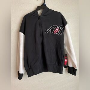 The Rolling Stones Black and White Kids Fleece Hoodie Jacket size M -NWT
